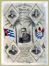 Cuba's heroes and their flag ca. 1896