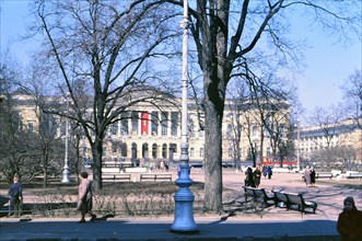 Buildings and architecture in large city in Russia late 1970s ca. 1978