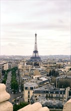 Daytime view of the Eifel Tower in Paris France ca. 1974-1977