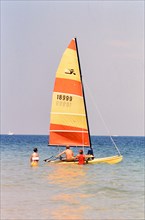 People having fun sailing 1977 Florida coast