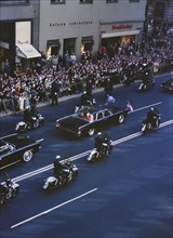 1965 visit of Pope Paul VI to New York City - Pope Paul VI and his motorcade drive down a New York City street during his visit to America