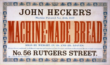 John Hecker's machine-made bread advertisement ca. 1858