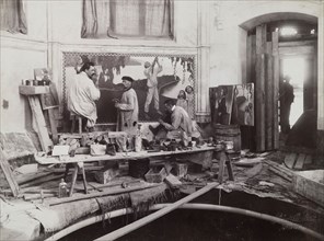 Axel Gallén and his assistants painting the fresco Spring