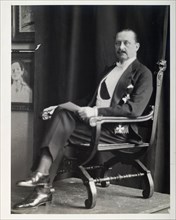 Photographic study of a seated Carl Gustaf Mannerheim, used as reference for a portrait painting