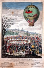 balloon, Le Flesselles ascending over Lyon, France, on January 19, 1784, carrying seven passengers including Joseph Montgolfier and Jean François Pilâtre de Rozier