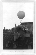 Captive balloon of Henri Giffard over Paris, 1878; low above Saint Roch church