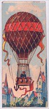 Collecting card shows an ascending balloon with one person on board. ca 1860-1900 - Ballon Godard H.L.