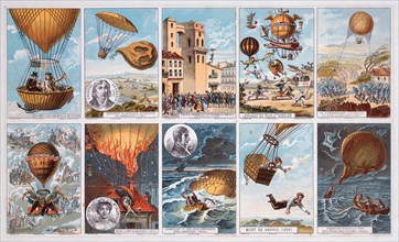 Collecting cards with pictures of events in ballooning history from 1795 to 1846