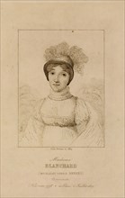 Half-length portrait of French balloonist, Marie-Madeleine-Sophie Armand Blanchard. 1778-1819