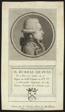 Head-and-shoulders profile portrait of Jean Xavier Bureaux de Pusy. created 1790-1850
