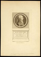Head-and-shoulders profile portrait of Jean-Louis Carra. -Jean Louis Carra, né à Pont de Veyle le 11 mars 1742, député du Dépt. de Saône et Loire, à la Convention nationa