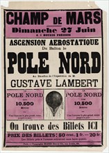Broadside announcing an ascension of the giant balloon Le Pole Nord from the Champ-de-Mars, Paris, June 27, 1869.