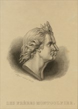 Bust-length double profile portrait of the Montgolfier brothers, French ballonists. After the gold medal designed by Houdon