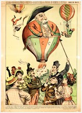 Globo furbovolponico-politico-areostatico a prova di bomba e pistola - Italian caricature of Italian statesman Francesco Crispi shown as a balloon Ciccio ca 1895