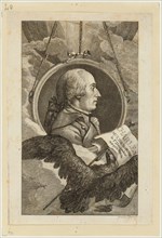 Head-and-shoulders profile portrait of French balloonist J.A.C. Charles, who made the first flight in a hydrogen balloon, Dec. 1, 1783.