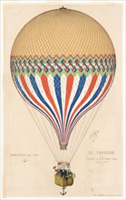 Le tricolore - Print shows the French Le Tricolore balloon in the colors of the French flag with three passengers Paris June 6, 1874