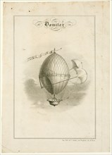 Taillepied de La Garenne's proposed system of aerial navigation consisting of a balloon with a double parachute on a single axis - Domitor ca 1852
