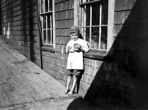 5 year old Preston, a young cartoner, Eastport Maine