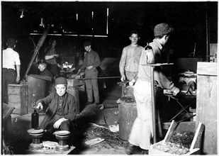 Day scene. Wheaton Glass Works. Boy is Howard Lee, November 1909