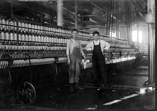 Interior of Wamsutta Mill, New Bedford, Mass. Wilfred, youngest boy, appears thirteen years, January 1912