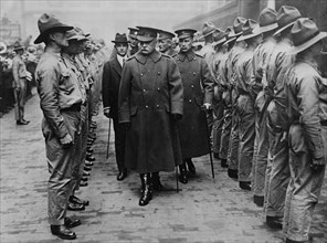 British businessman Charles Cheers Wakefield, 1st Viscount Wakefield inspecting recruits ca. 1910-1915