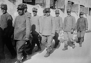 Italian prisoners of war in at the Ljubljana Castle in Ljubljana, Slovenia during World War I ca. 1910-1915