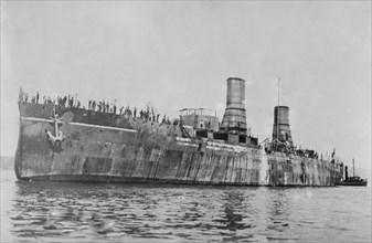 Italian battleship Andrea Doria which served in World War I and II ca. 1910-1915