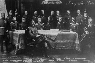 German Kaiser Wilhelm II with his generals during World War I ca. 1910-1915