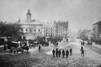 Street and buildings at Mlawa, Russia (now Poland) during World War I ca. 1914-1915
