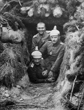 German officers in dugout, during World War I ca. 1914-1915