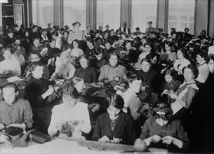 Women in Berlin, Germany, knitting for soldiers during World War I ca. 1914-1915