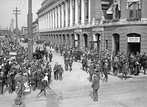 Baseball fans outside Shibe Park in Philadelphia ca. October 9, 1914