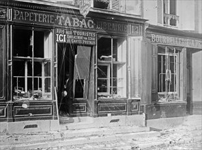 Shops in La Ferté-sous-Jouarre, France which were damaged in World War I ca. October 1914