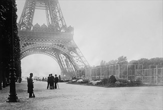 Guard at the Eiffel Tower, in Paris, France during World War I ca. 1914-1915