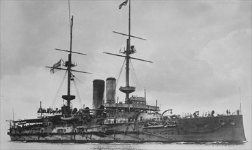 HMS Glory, a pre-dreadnought battleship of the British Royal Navy ca. 1910-1915
