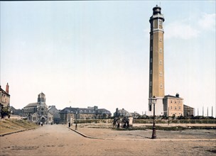 Lighthouse and St. Peter's church, Calais, France ca. 1890-1900