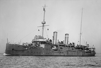 H.M.S. Bonaventure, a British Royal Navy cruiser launched in 1892 (photo taken ca. 1910-1915)