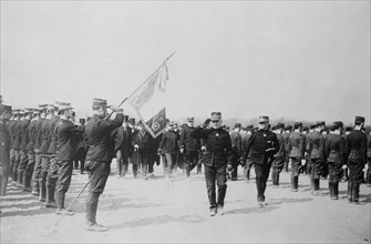 French officers saluting colors during WW I ca. 1914-1915