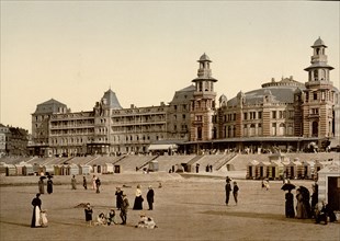 The beach and Kursaal, (i.e., Cursaal), Blankenberghe, Belgium ca.1890-1900