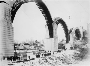 Building of the Tunkhannock Viaduct near Nicholson, PA ca. 1910-1915