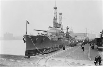 U.S.S. Texas Battleship at dock ca. 1914
