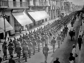 American troops during the U.S. occupation of Veracruz, Mexico which took place during the Mexican Revolution. The U.S. troops entered the city on April 21, 1914 and stayed through November 1914