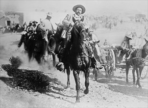 General Francisco 'Pancho' Villa (1877-1923) on horseback, during the Mexican Revolution. Possibly taken at the time of the Battle of Ojinga, Chihuahua, which took place in January 1914