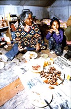 Early 1970s Eskimo family at seal hunting camp - Sealing Point