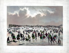 People ice skating on Jamaica Pond, West Roxbury, Massachusetts ca. 1859