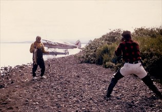 July 1973 - Fishing at outlet of Nonvianuk Lake, Alaska