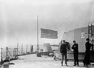 Flag at half mast on the U.S.S. FLORIDA ca. 1913