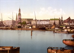The quay, Riga, Russia, (i.e., Latvia) ca. 1890-1900