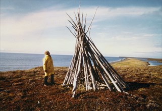 September 1976 - Eskimo grave site along beach near Aukulak Lagoon, westward view