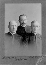 Photograph of Overland Relief Expedition participants including LT Ellsworth P. Bertholf, Dr. Samuel J. Call, and LT David H. Jarvis.